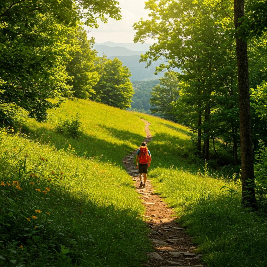 Someone hiking a trail in Virginia